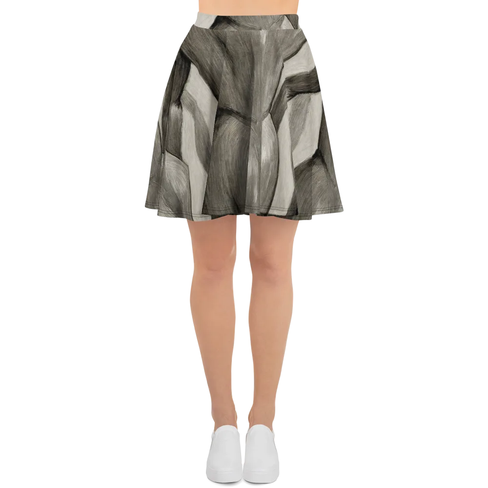 Charcoal Petal on Skater Skirt — Front