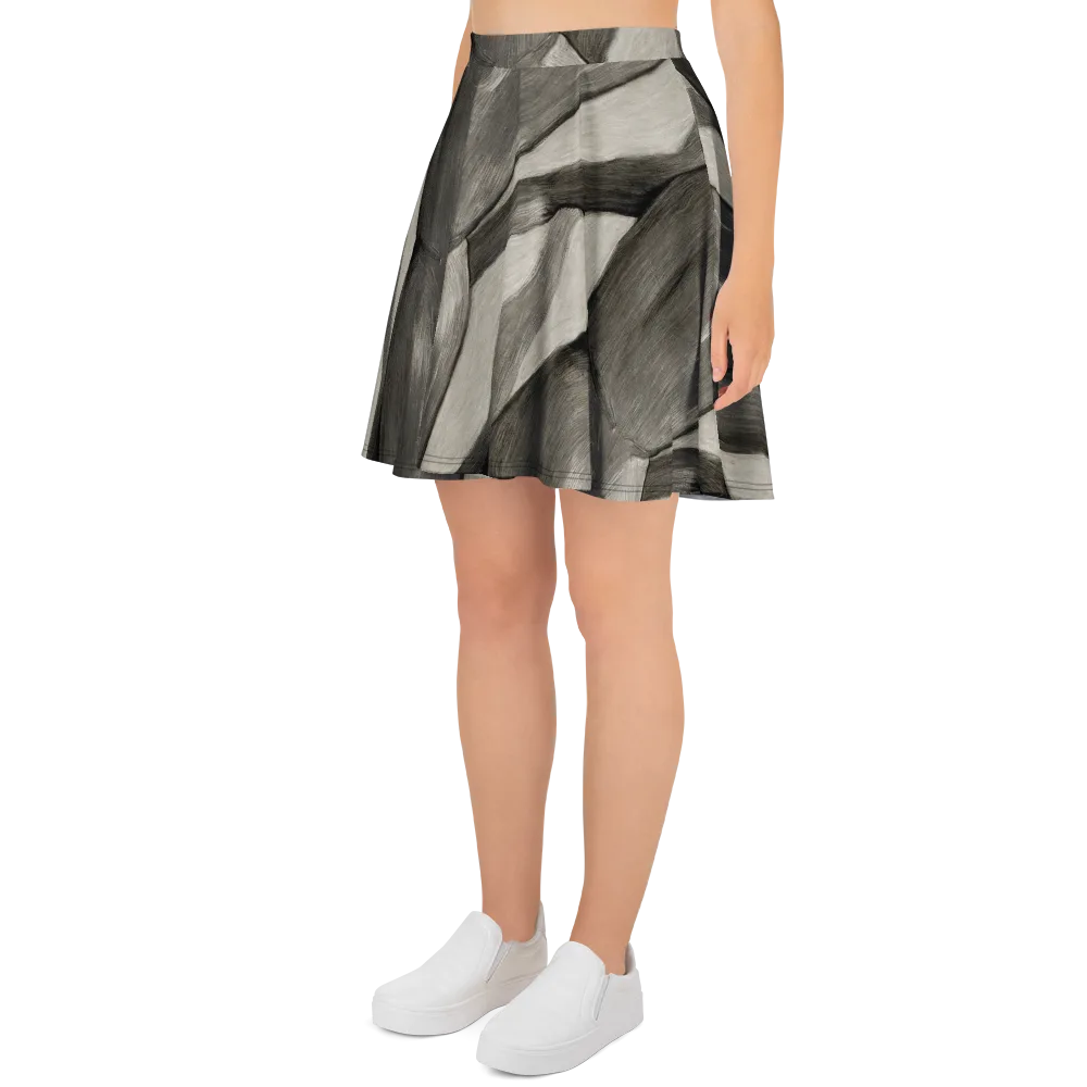 Charcoal Petal on Skater Skirt — Left