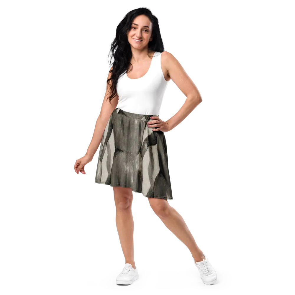 Charcoal Petal on Skater Skirt — Front