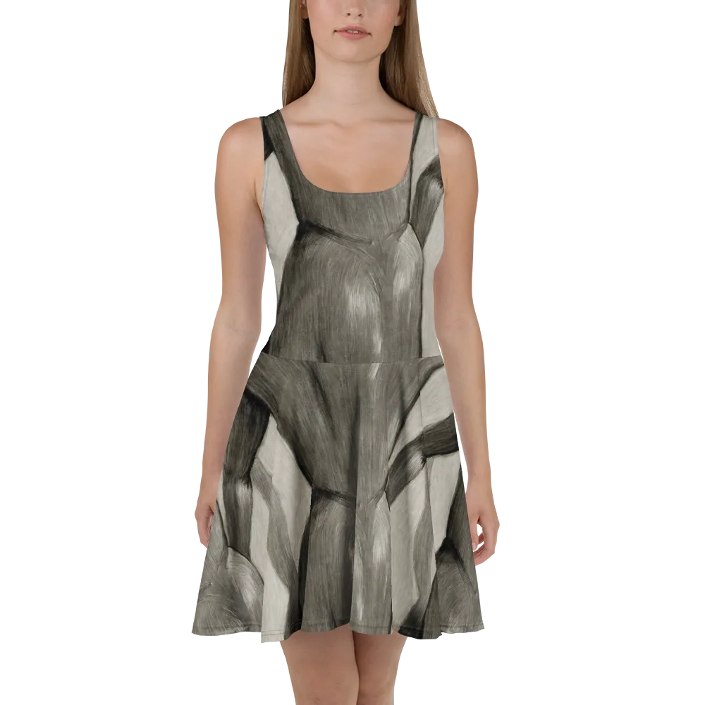 Charcoal Petal on Skater Dress — Front
