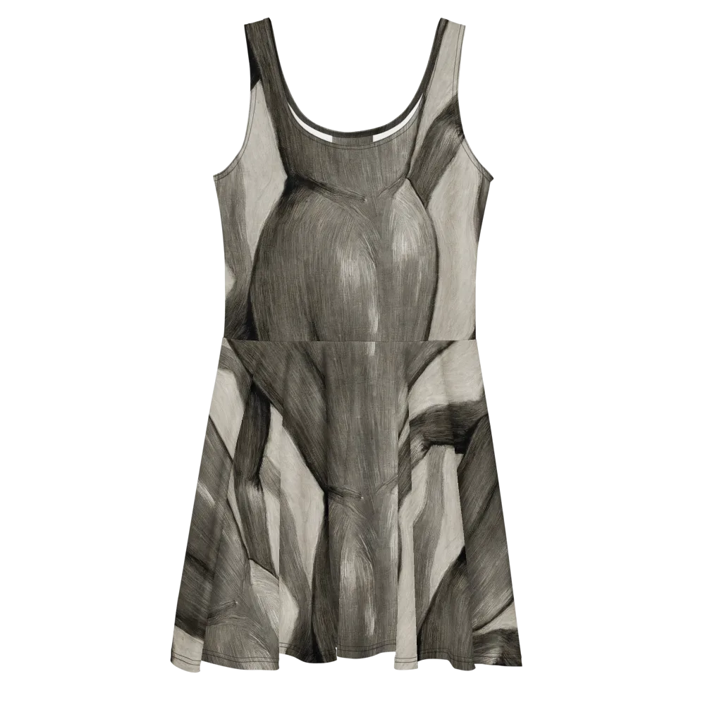 Charcoal Petal on Skater Dress — Front