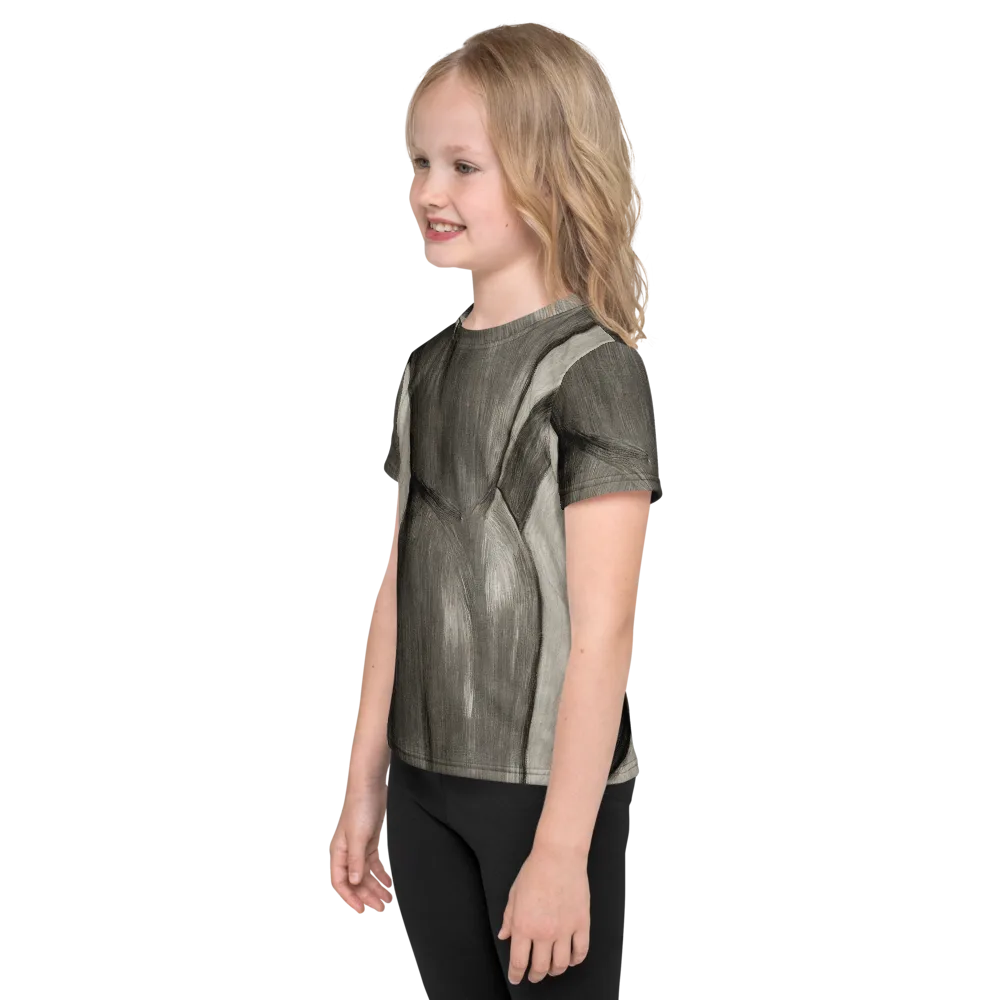 Charcoal Petal on Kids Crew Neck T-Shirt — Left