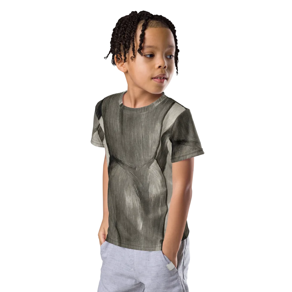 Charcoal Petal on Kids Crew Neck T-Shirt — Left Front