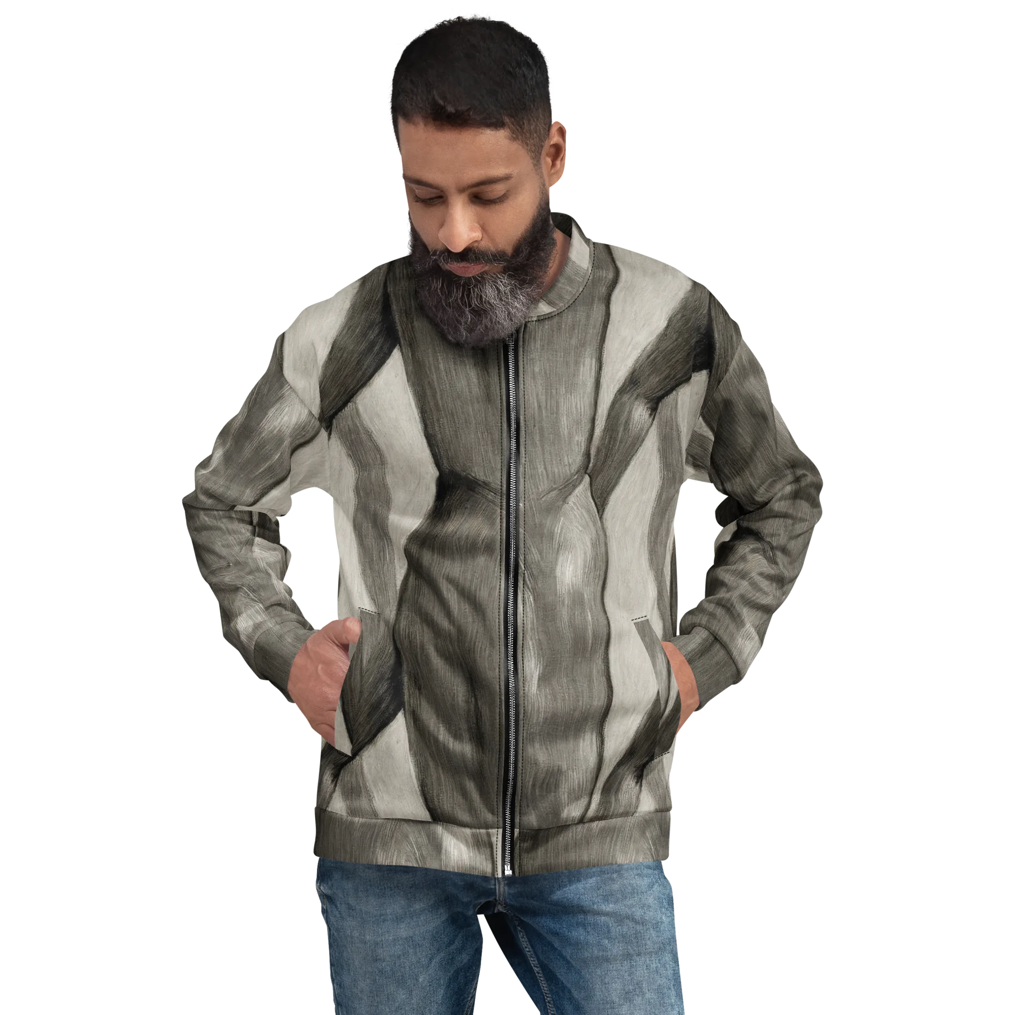 Charcoal Petal on Bomber Jacket — Front