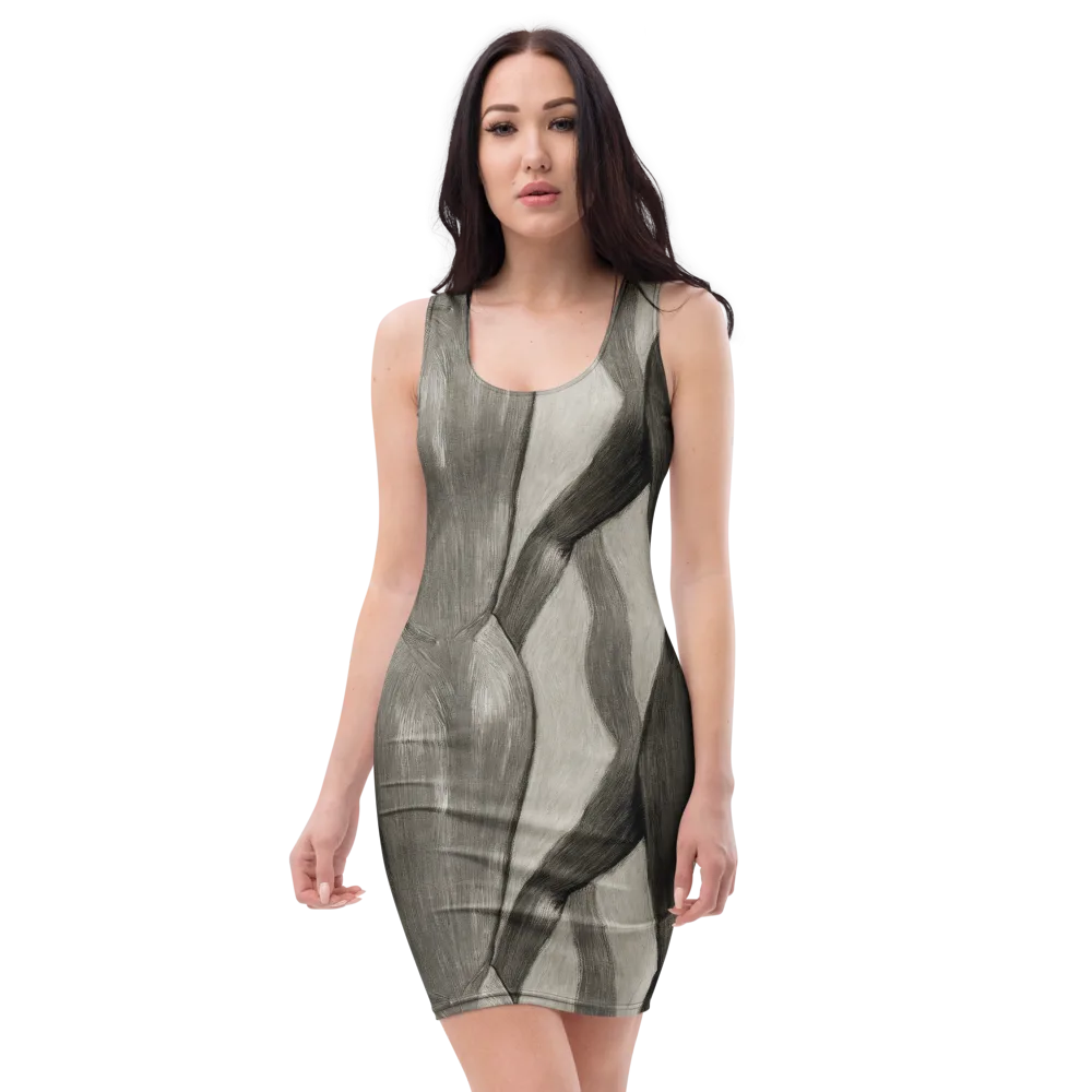 Charcoal Petal on Bodycon Dress — Front