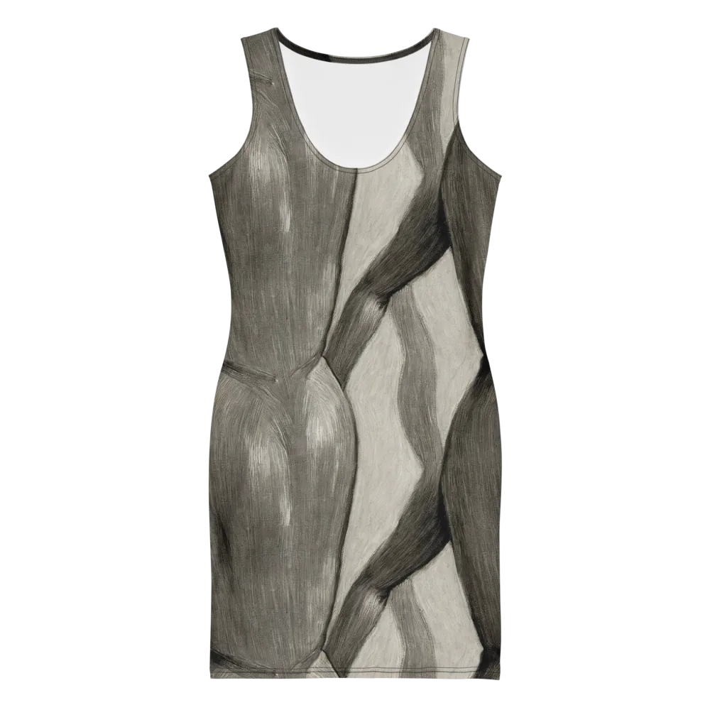 Charcoal Petal on Bodycon Dress — Front