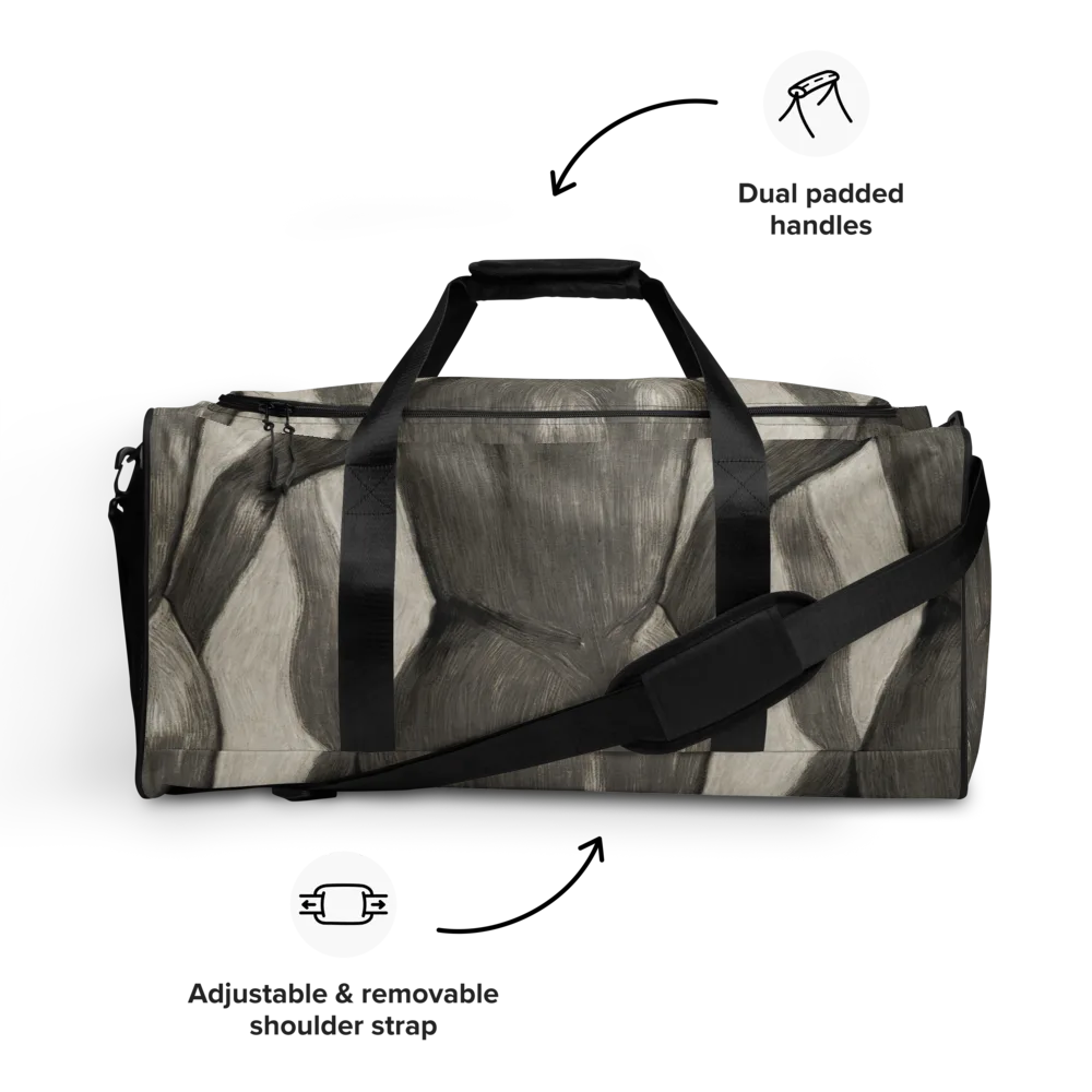 Charcoal Petal on Duffle Bag — Front