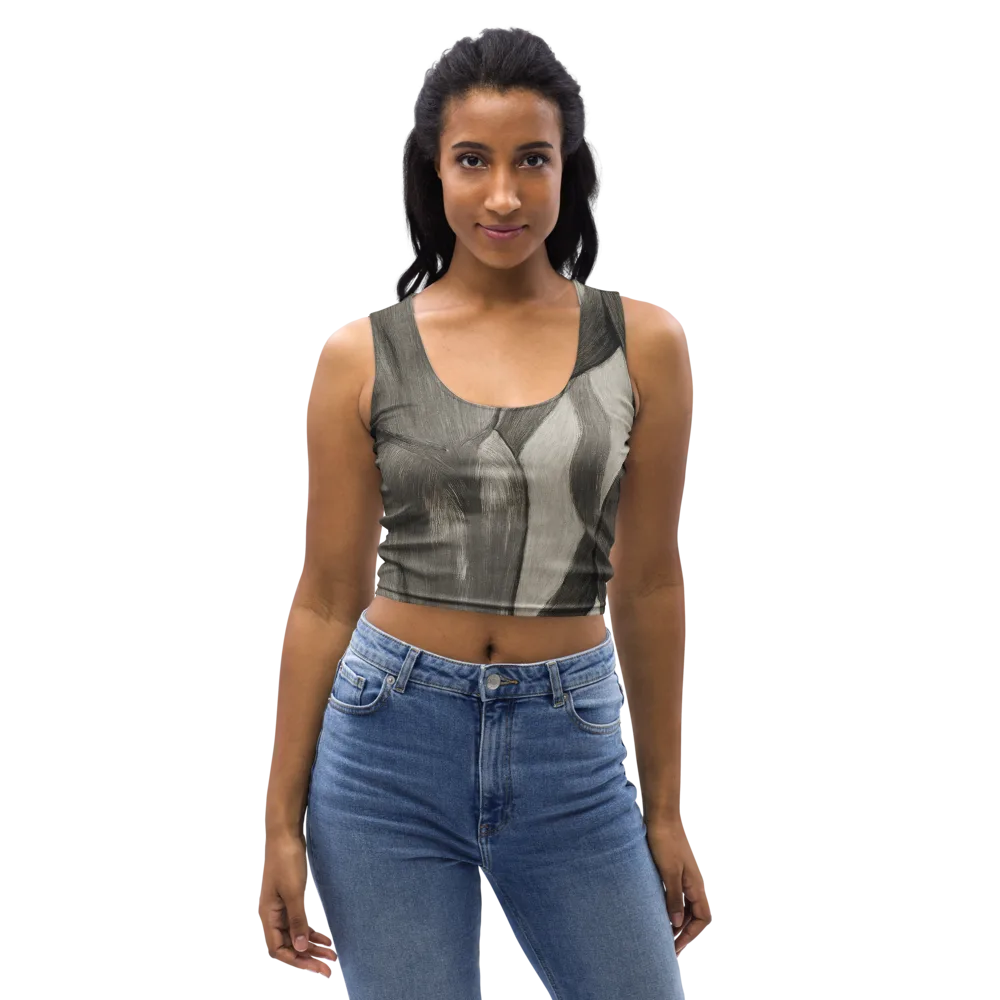 Charcoal Petal on Crop Top — Front