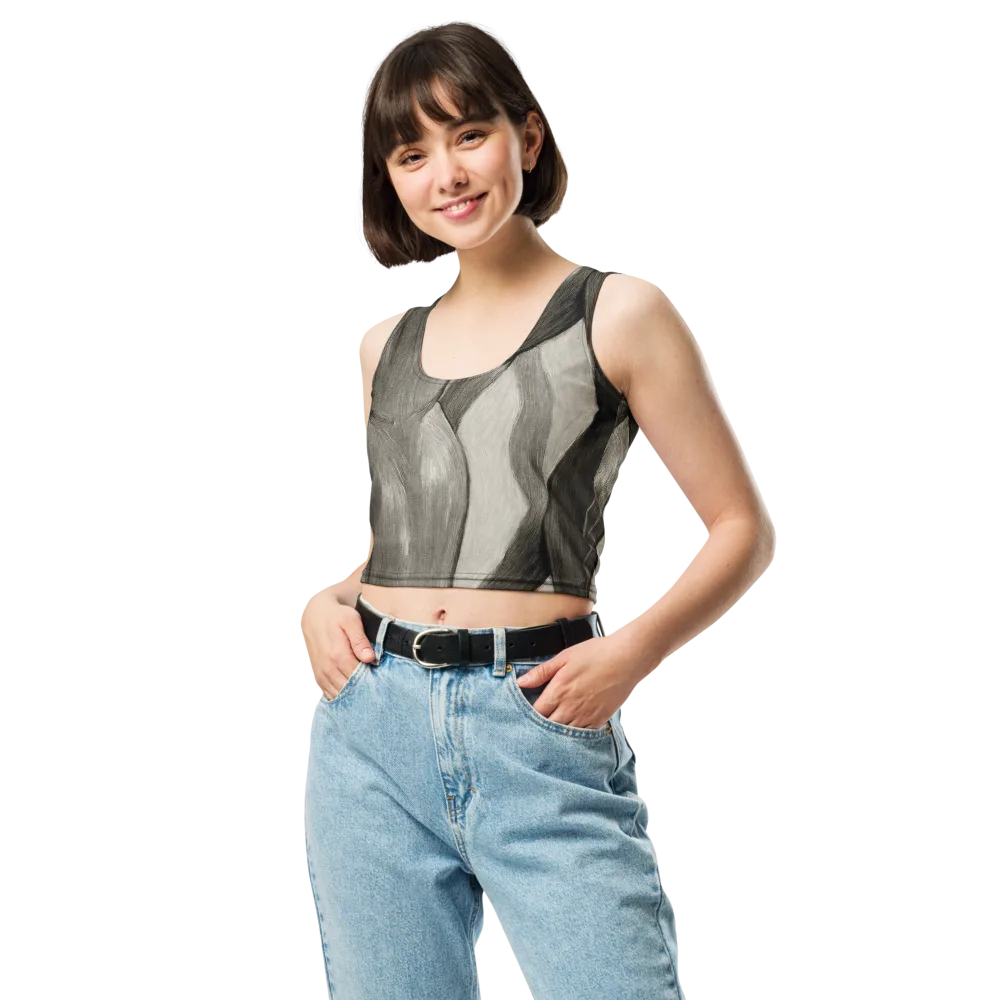 Charcoal Petal on Crop Top — Front