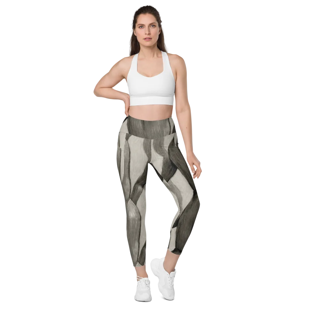 Charcoal Petal on Leggings with Pockets — Front