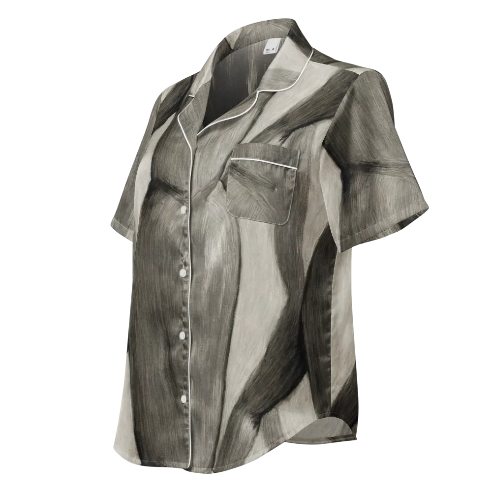 Charcoal Petal on Women's Short Sleeve Pajama Top — Left Front