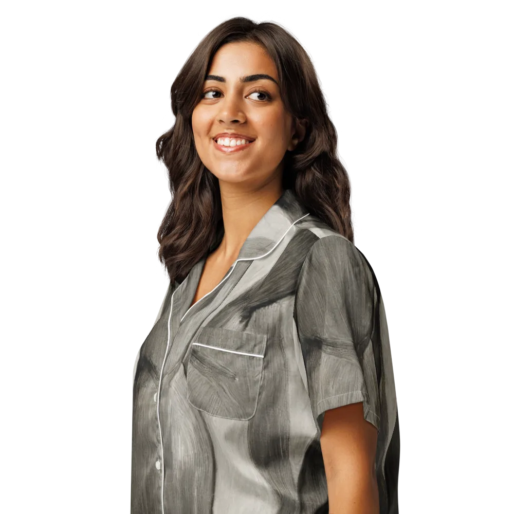 Charcoal Petal on Women's Short Sleeve Pajama Top — Left Front
