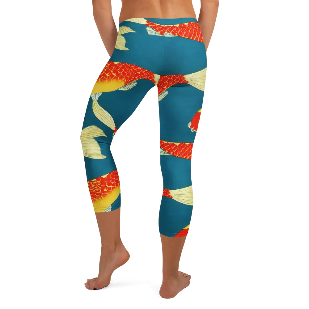Teal Pond on Capri Leggings — Back