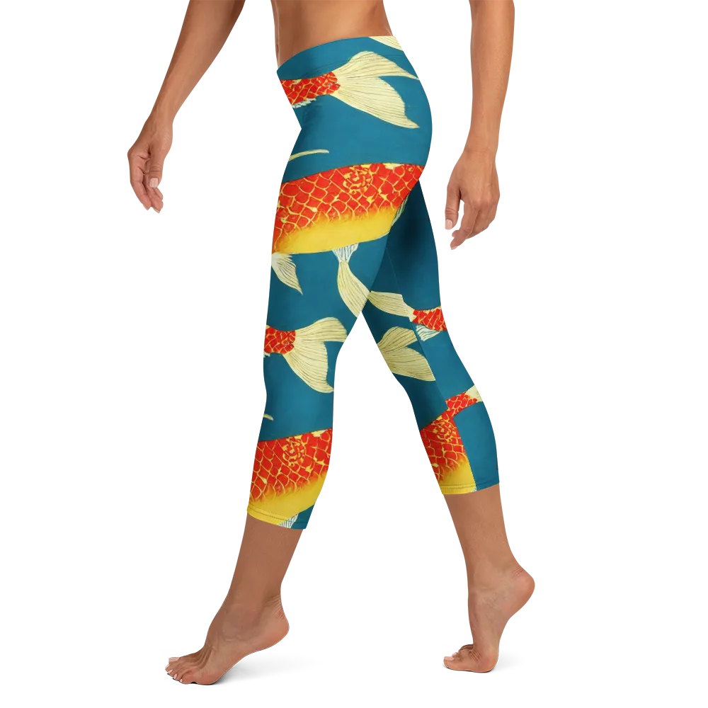 Teal Pond on Capri Leggings — Left