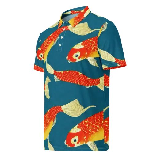 Teal Pond on a Men's Slim Fit Polo Shirt