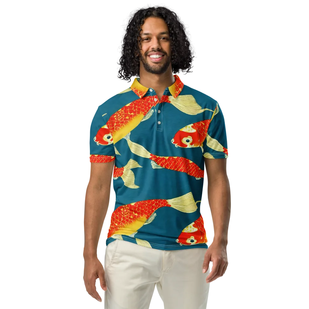 Teal Pond on Men's Slim Fit Polo Shirt — Front