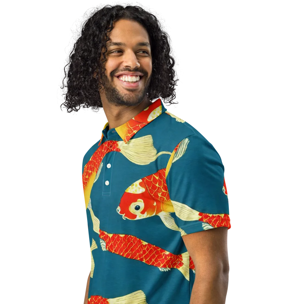 Teal Pond on Men's Slim Fit Polo Shirt — Left Front
