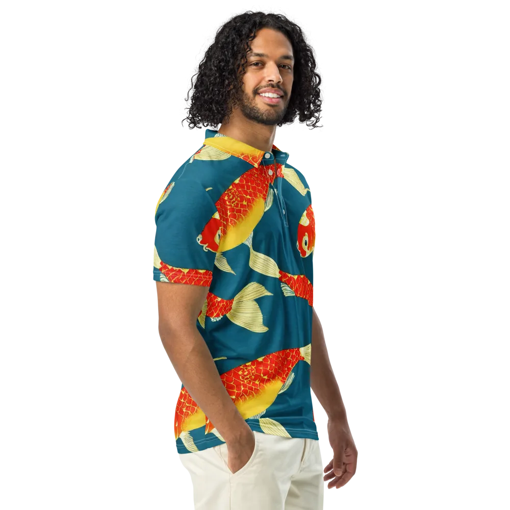 Teal Pond on Men's Slim Fit Polo Shirt — Right Front