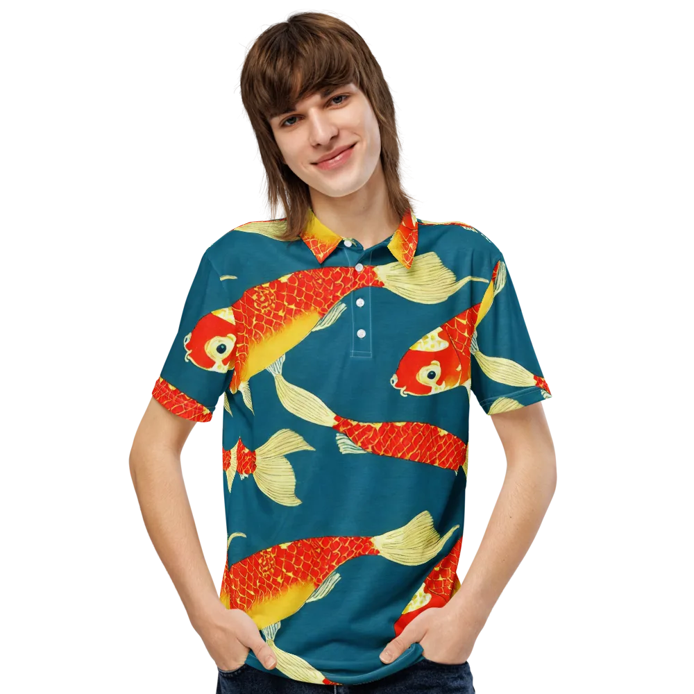 Teal Pond on Men's Slim Fit Polo Shirt — Front