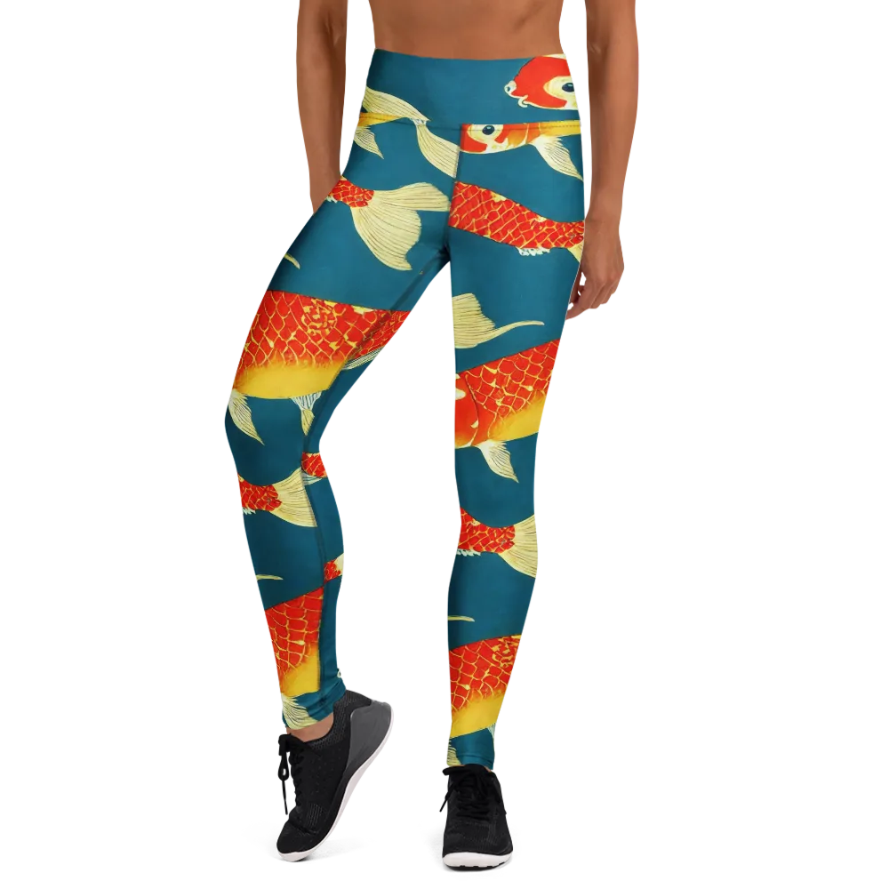 Teal Pond on Yoga Leggings — Front