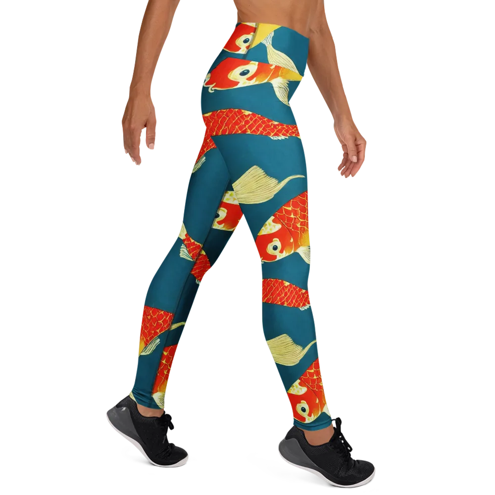 Teal Pond on Yoga Leggings — Right