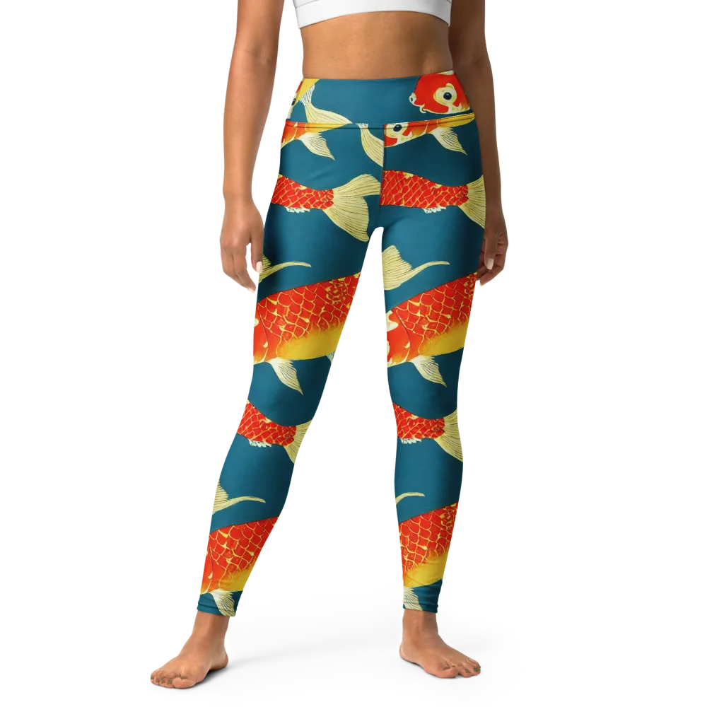 Teal Pond on Yoga Leggings — Front