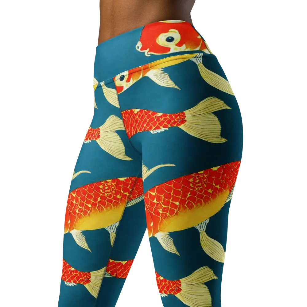 Teal Pond on Yoga Leggings — Left Front