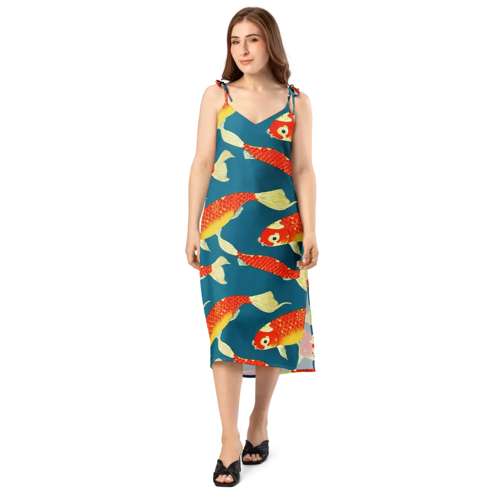 Teal Pond on Slip Dress — Front
