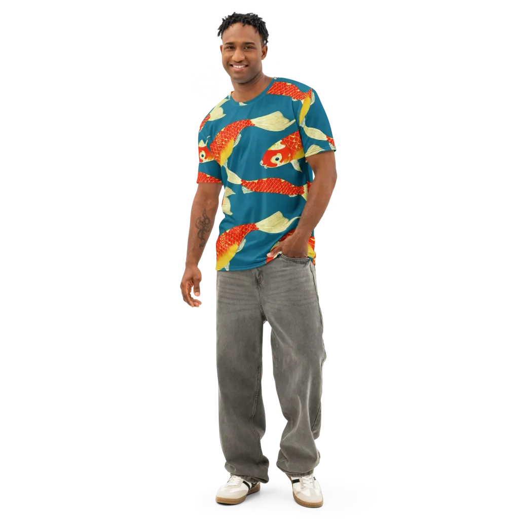 Teal Pond on Men's Cotton Crew Neck T-Shirt — Front