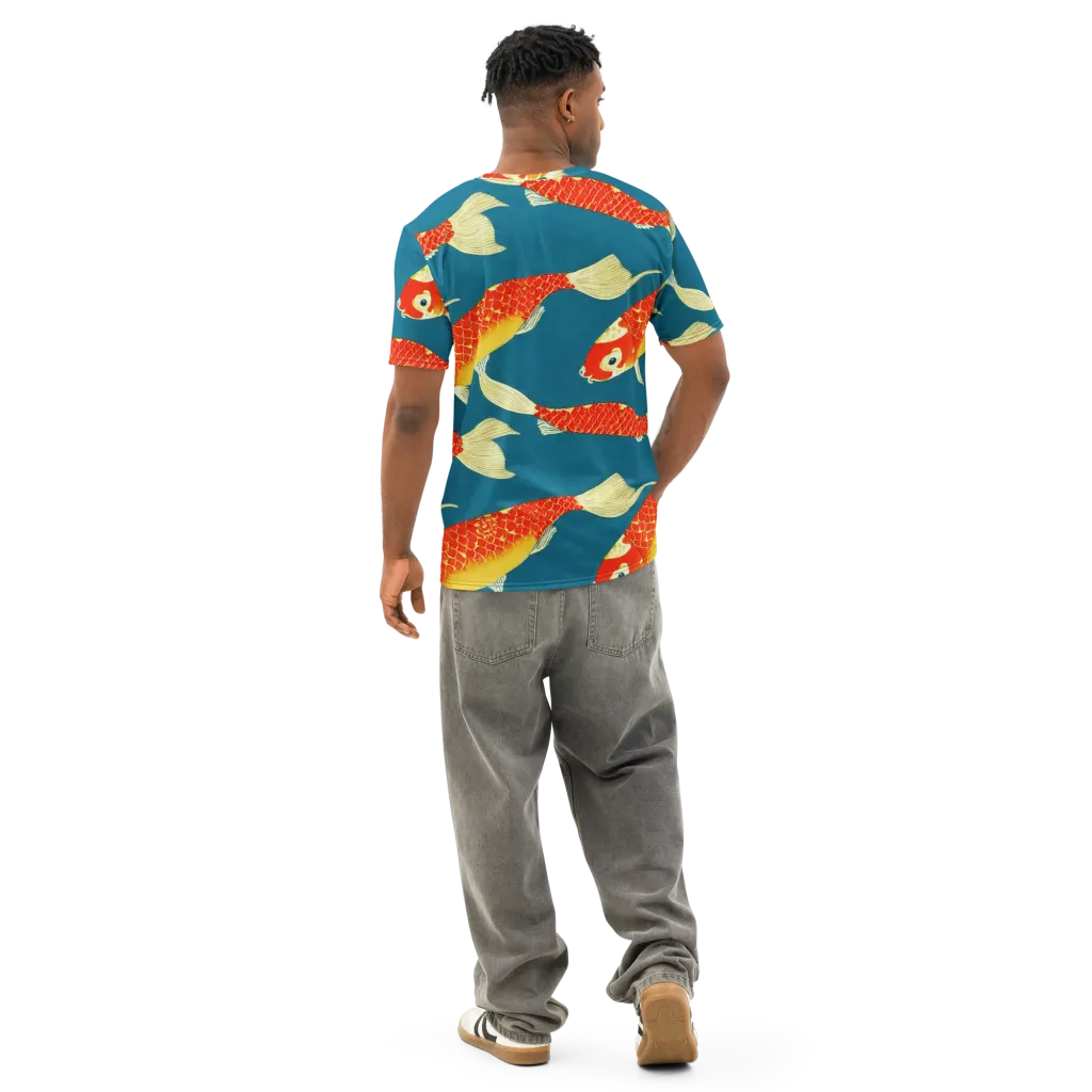 Teal Pond on Men's Cotton Crew Neck T-Shirt — Back