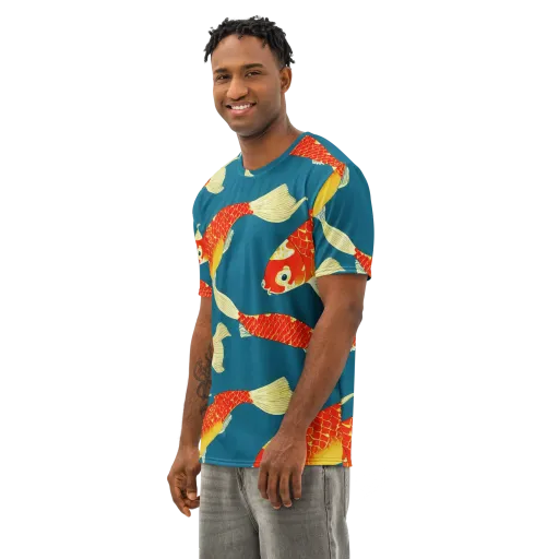 Teal Pond on a Men's Cotton Crew Neck T-Shirt