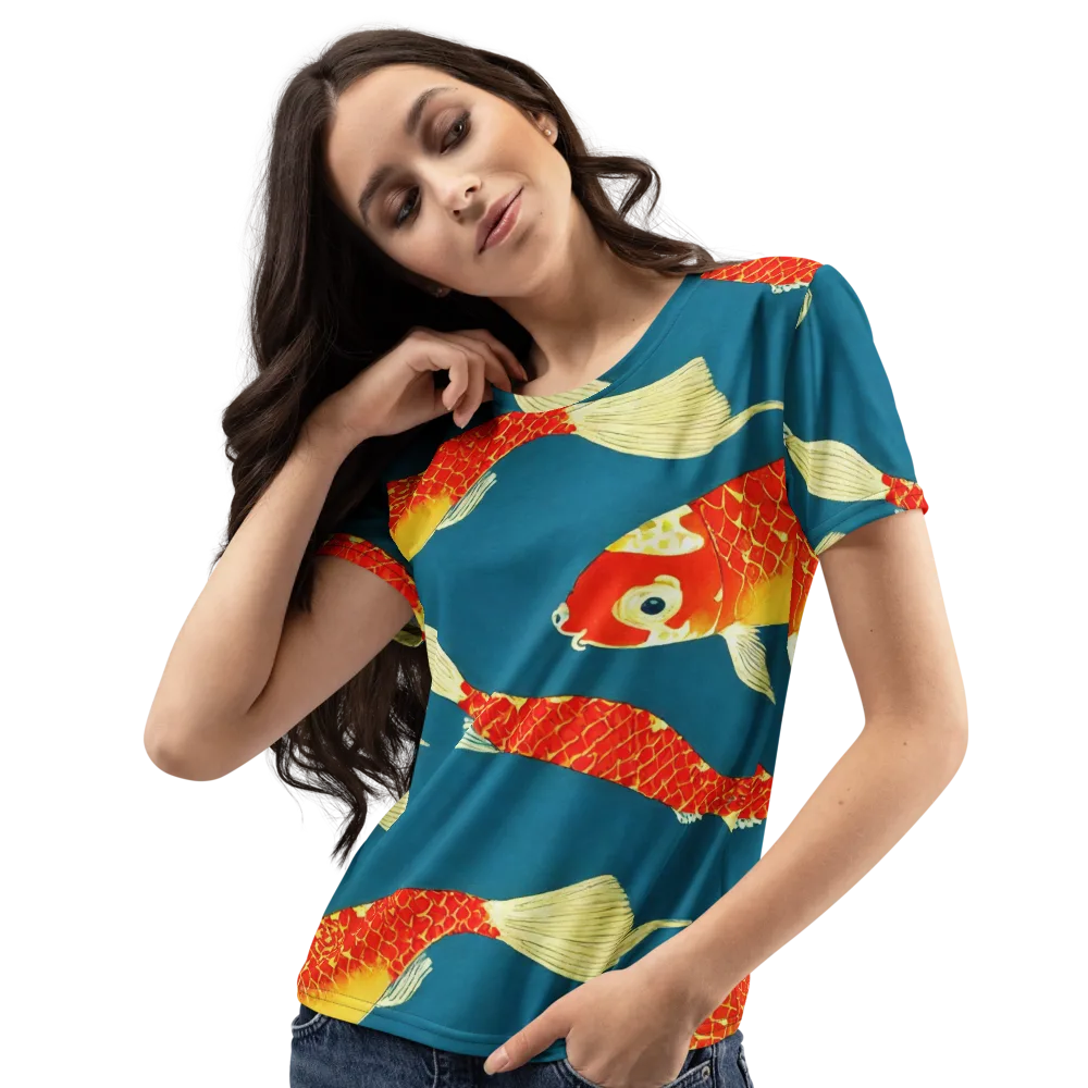 Teal Pond on Women's Crew Neck T-Shirt — Left Front