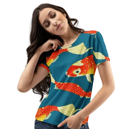 Teal Pond on a Women's Crew Neck T-Shirt