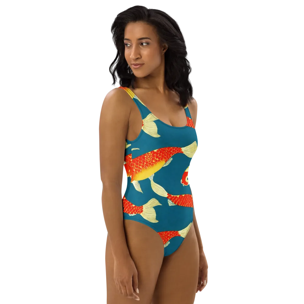 Teal Pond on One-Piece Swimsuit — Right