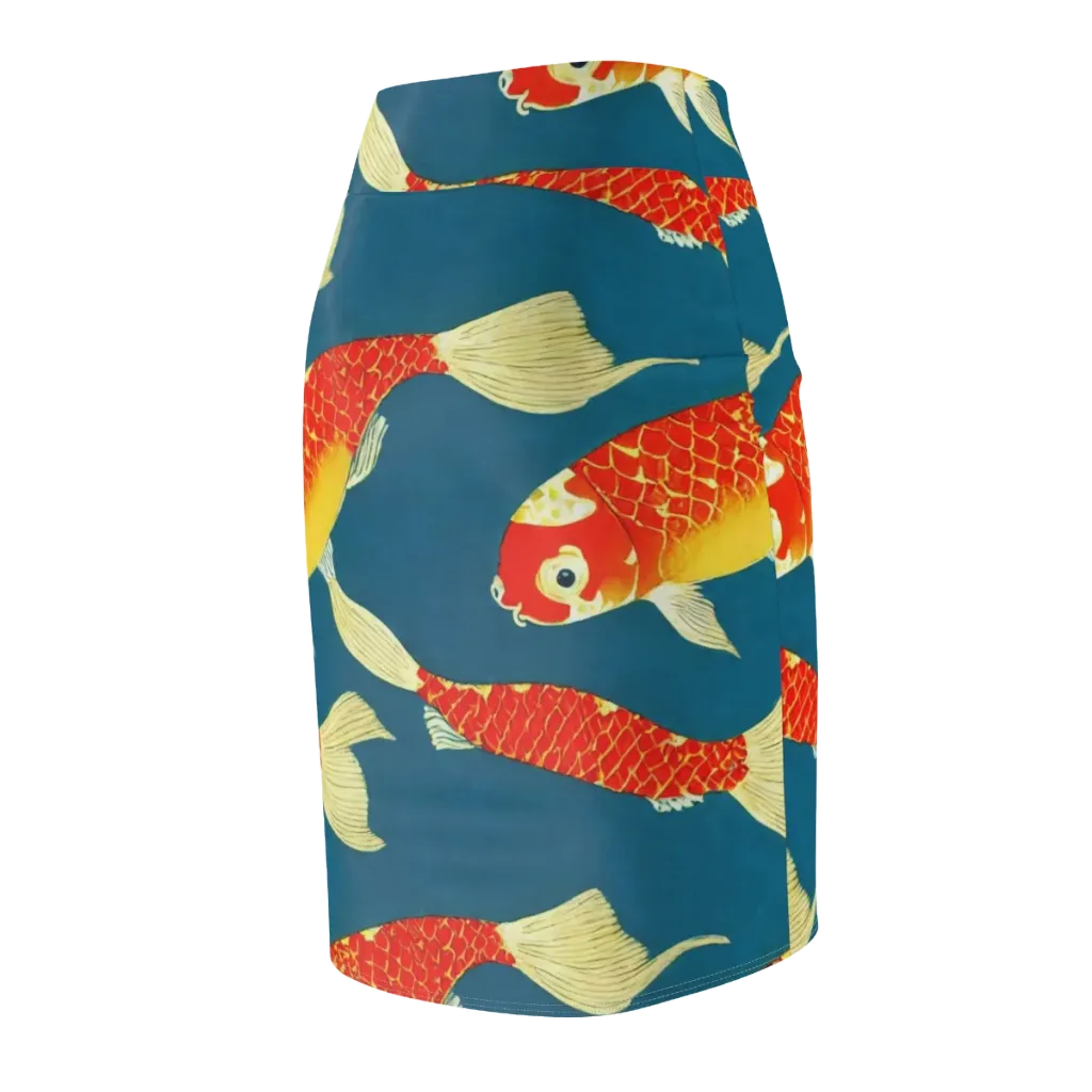 Teal Pond on Pencil Skirt — Back Side