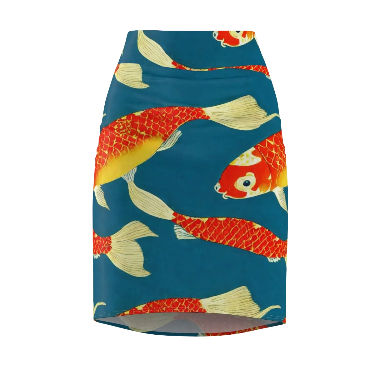 Teal Pond on Pencil Skirt — Front