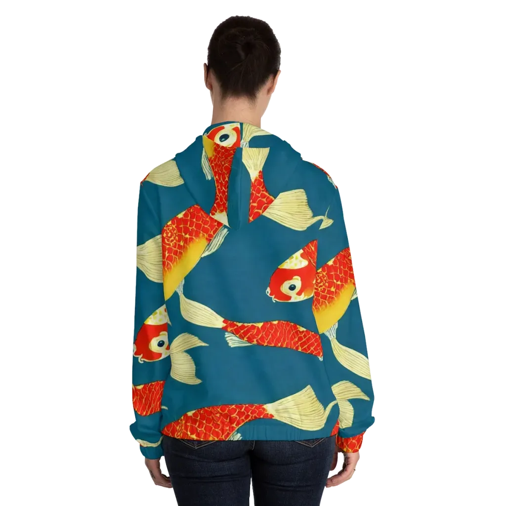 Teal Pond on Women's Full-Zip Hoodie — Back On Person