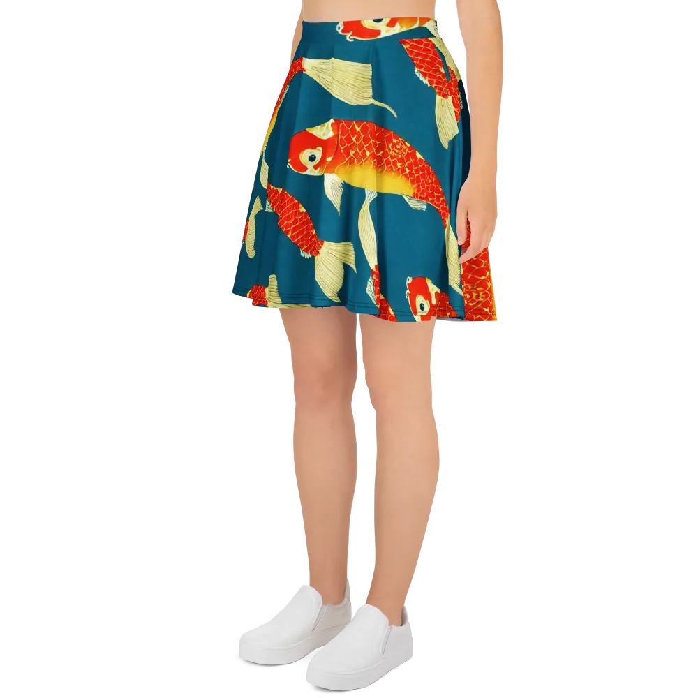 Teal Pond on Skater Skirt — Left