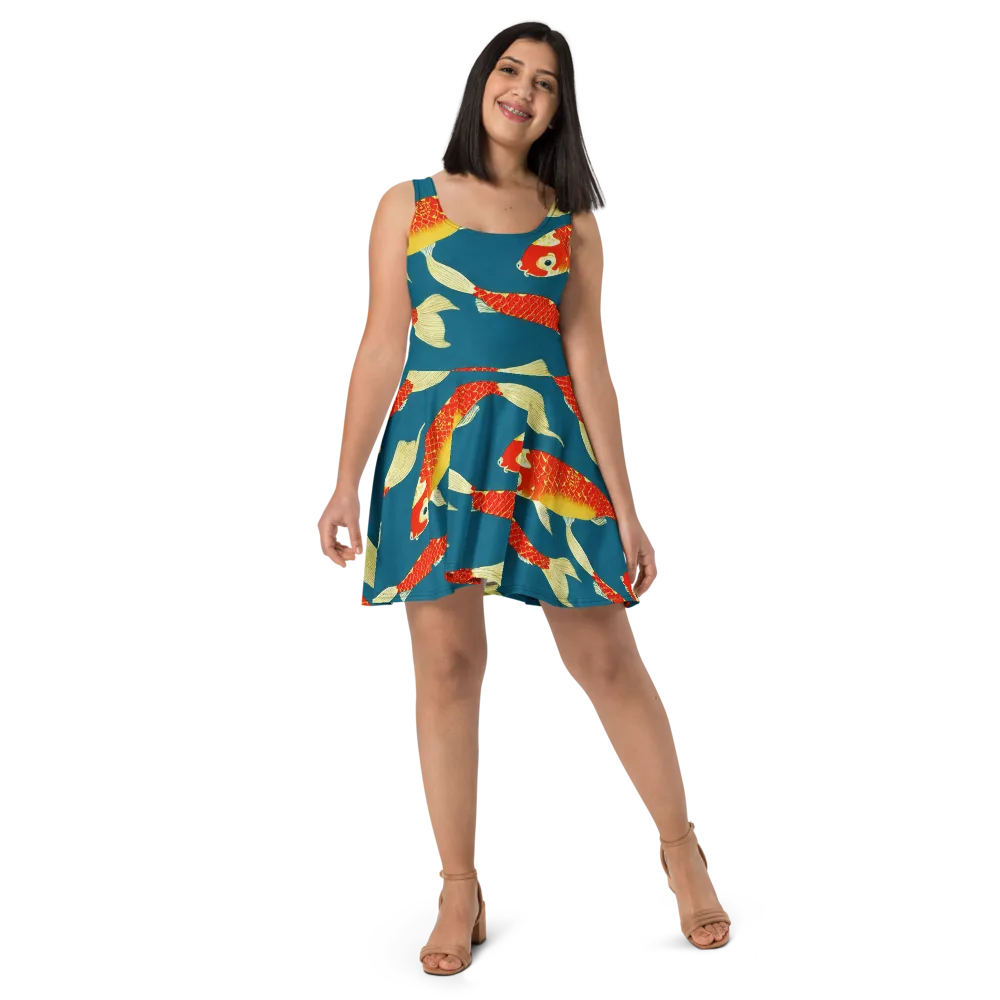 Teal Pond on Skater Dress — Front