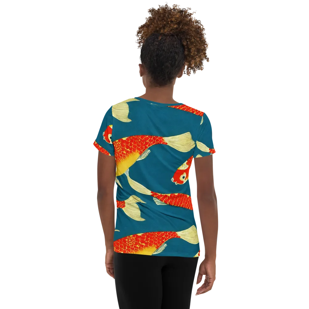 Teal Pond on Women's Athletic T-Shirt — Back