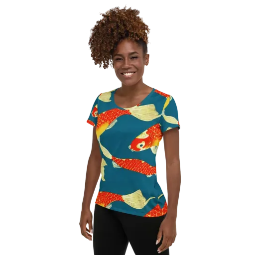 Teal Pond on a Women's Athletic T-Shirt