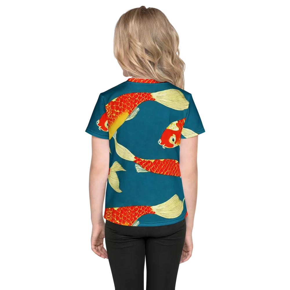 Teal Pond on Kids Crew Neck T-Shirt — Back