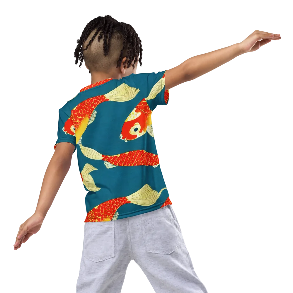 Teal Pond on Kids Crew Neck T-Shirt — Back