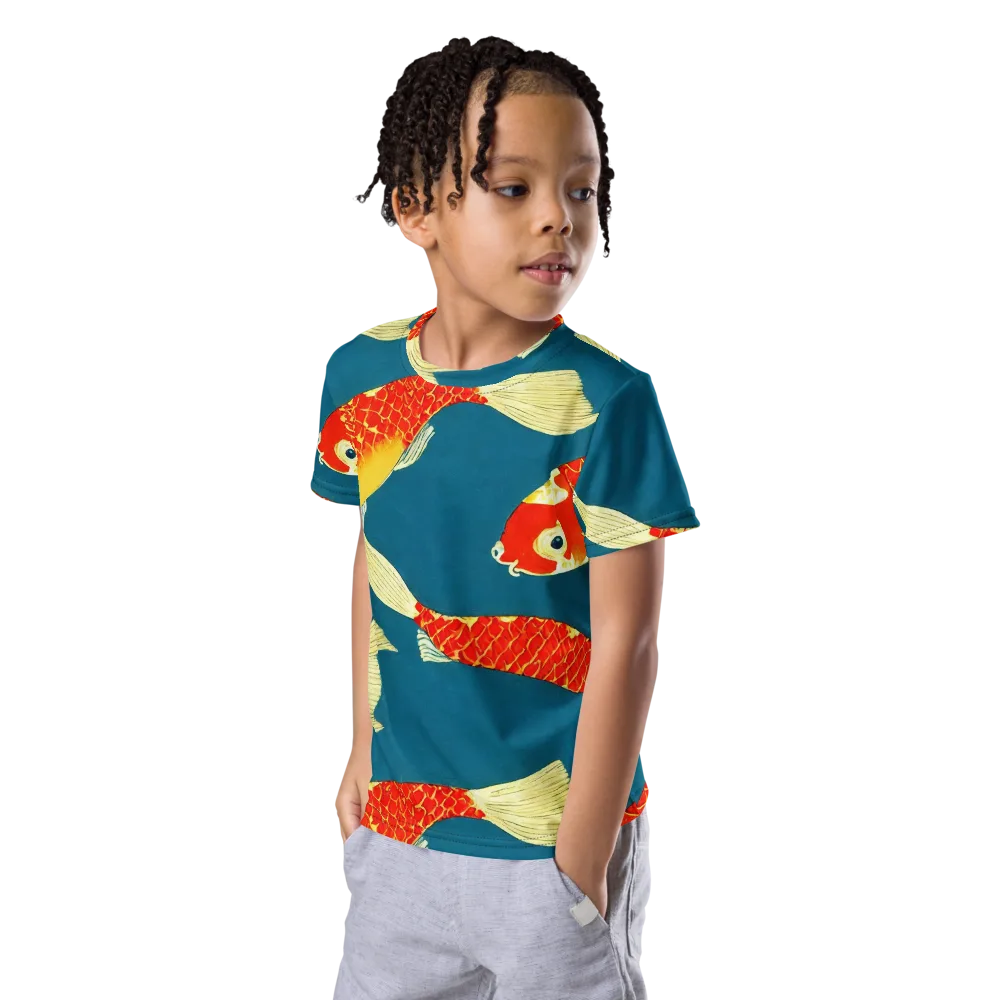 Teal Pond on Kids Crew Neck T-Shirt — Left Front