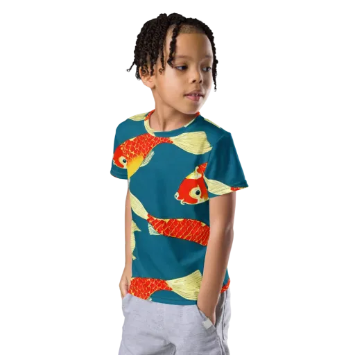 Teal Pond on a Kids Crew Neck T-Shirt