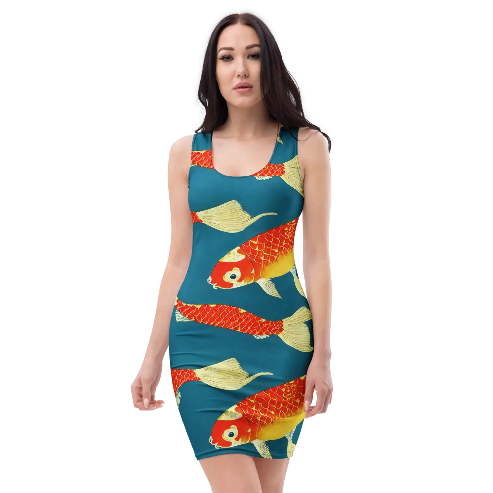 Teal Pond on Bodycon Dress — Front