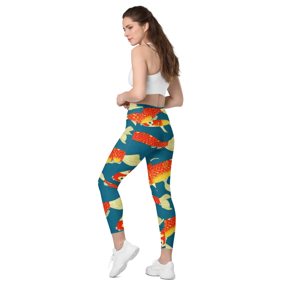 Teal Pond on Leggings with Pockets — Left Back