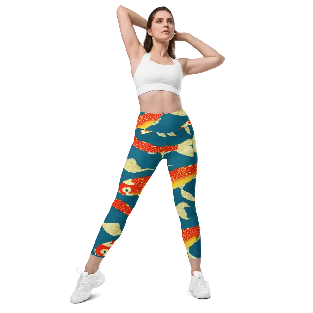 Teal Pond on Leggings with Pockets — Front