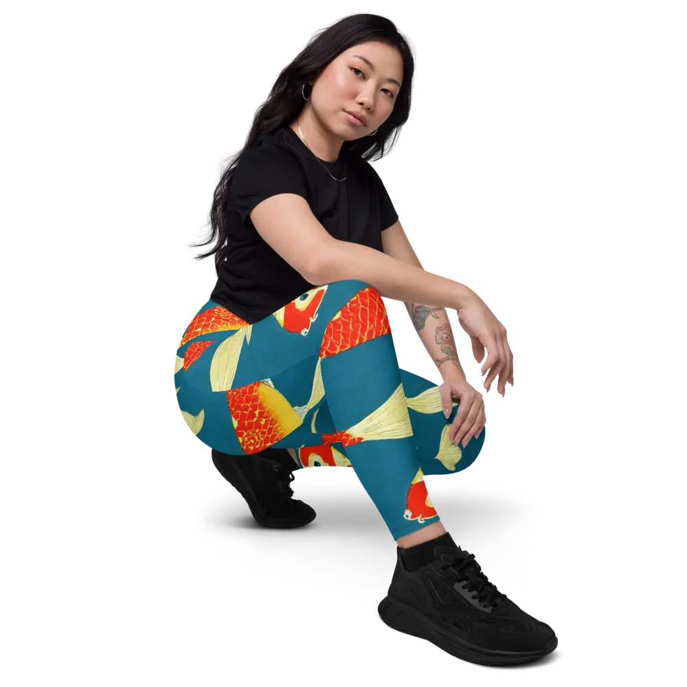 Teal Pond on Leggings with Pockets — Right Front