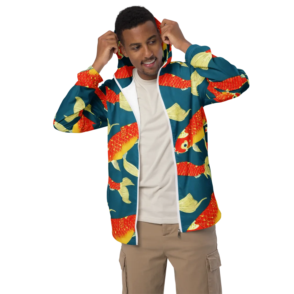 Teal Pond on Men's Windbreaker — Front